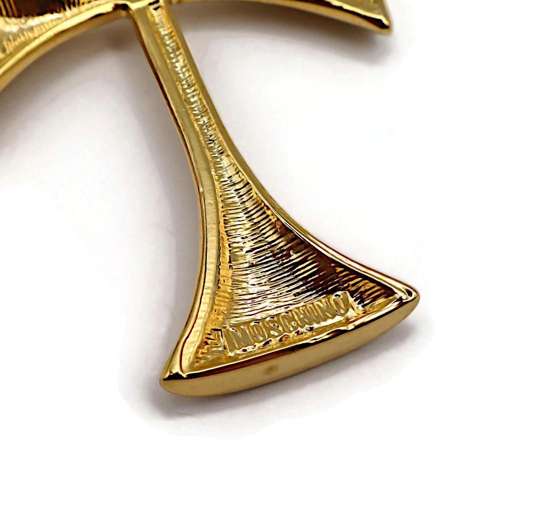 MOSCHINO Vintage Oversized Cross Dangling Earrings For Sale 4