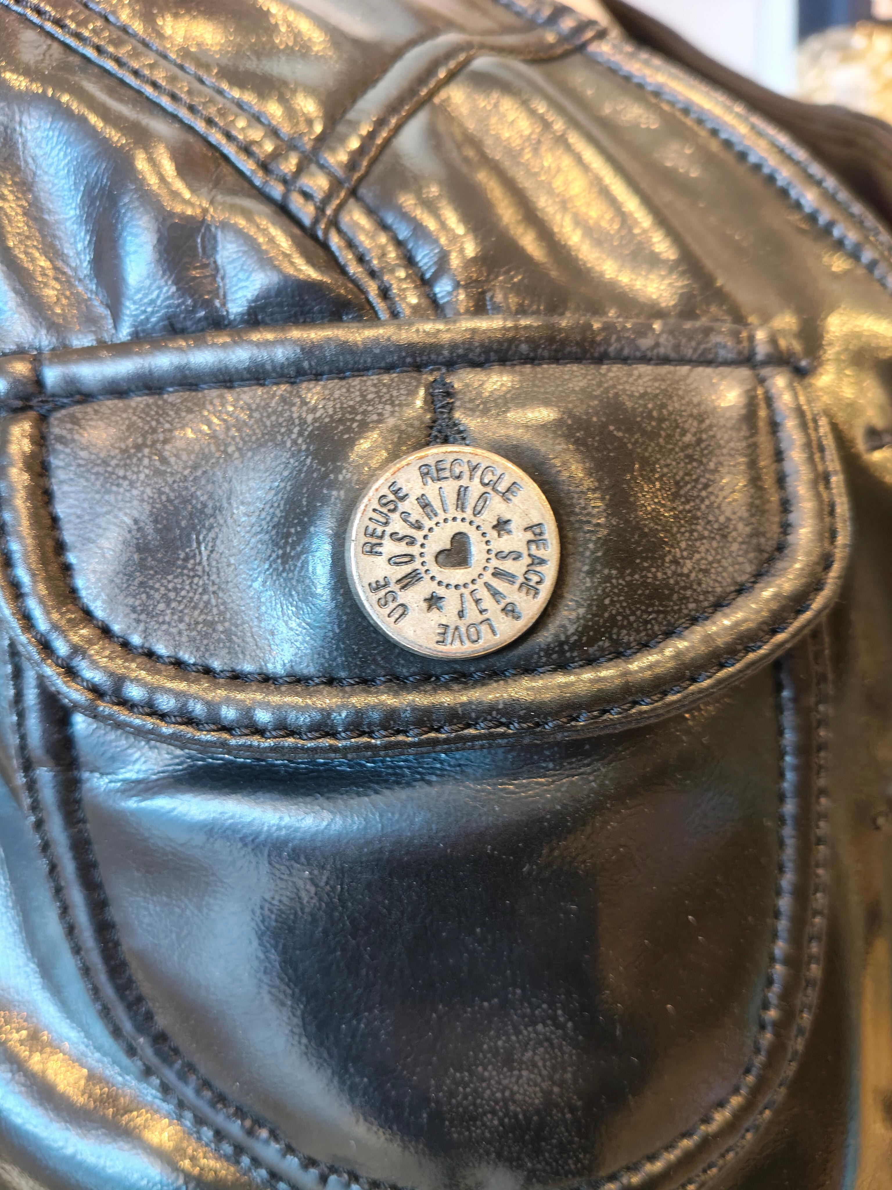 Gilet en cuir verni vintage Moschino Bon état - En vente à Capri, IT