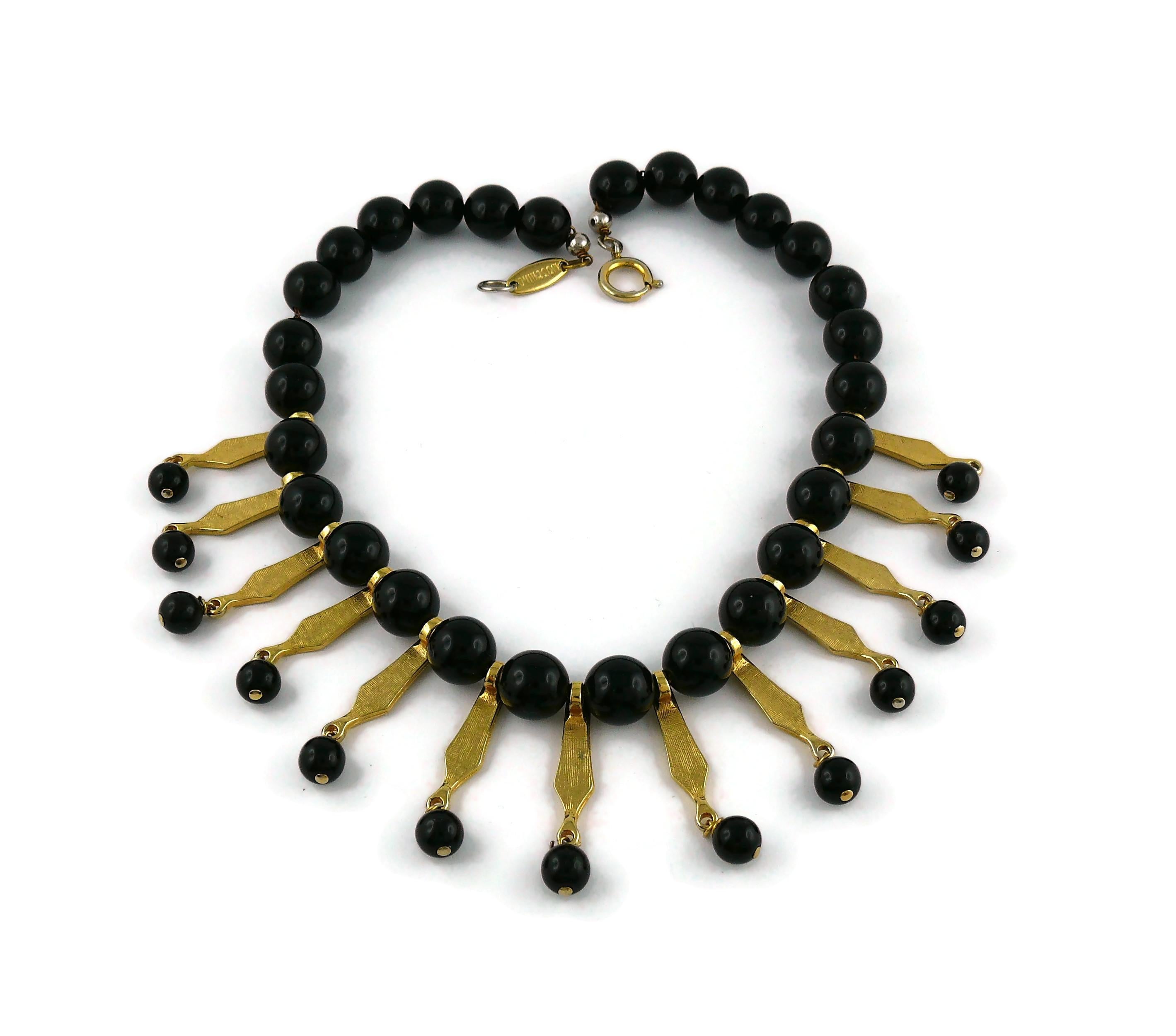 Moschino Vintage Pen Nib & Black Beads Necklace 4