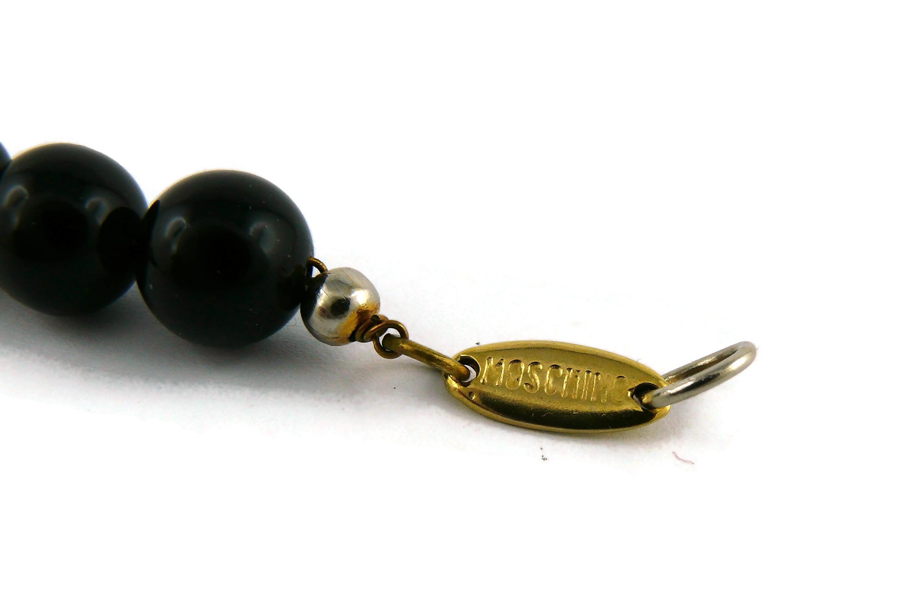 Moschino Vintage Pen Nib & Black Beads Necklace 5