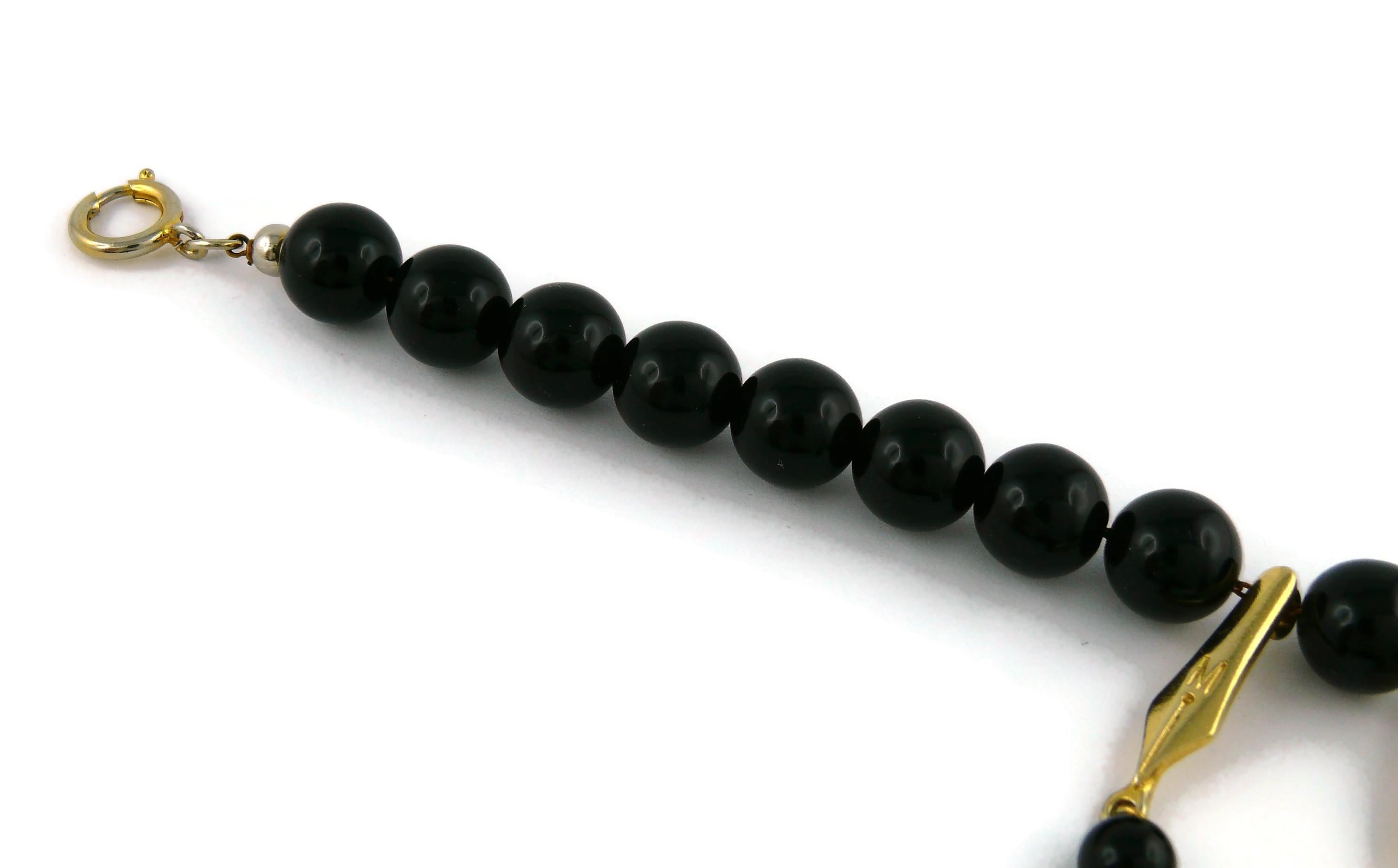 Women's Moschino Vintage Pen Nib & Black Beads Necklace