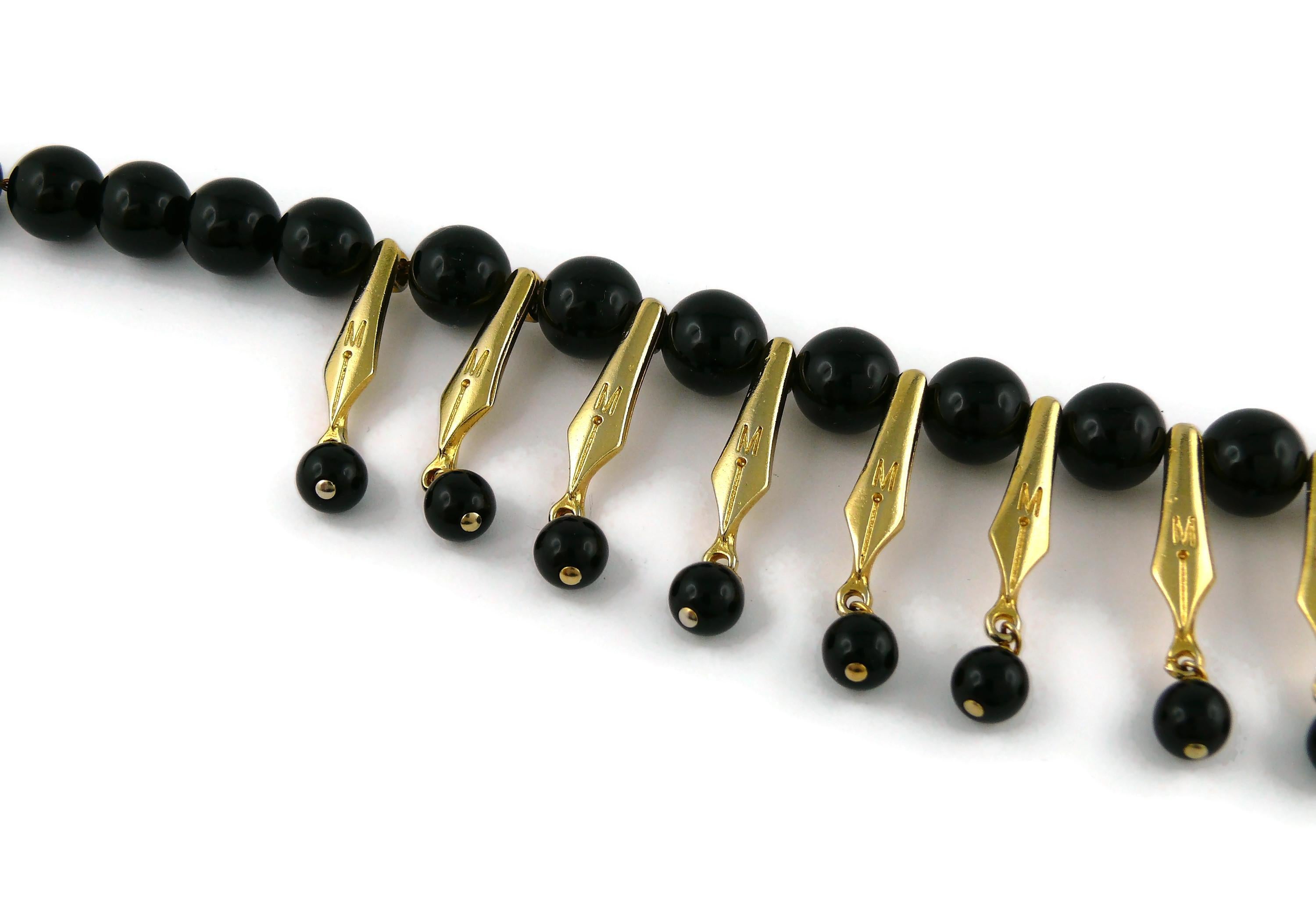 Moschino Vintage Pen Nib & Black Beads Necklace 1