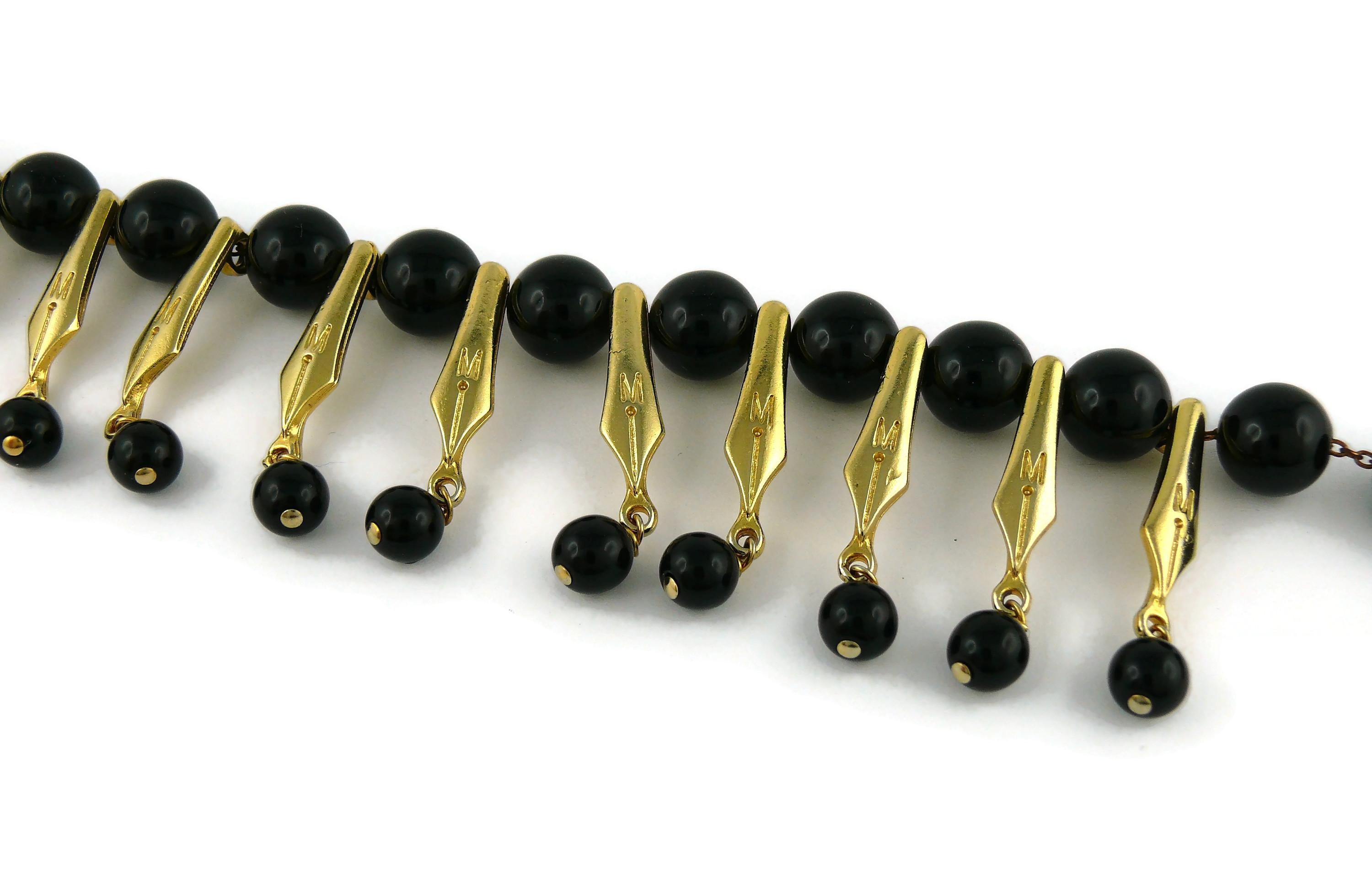 Moschino Vintage Pen Nib & Black Beads Necklace 2