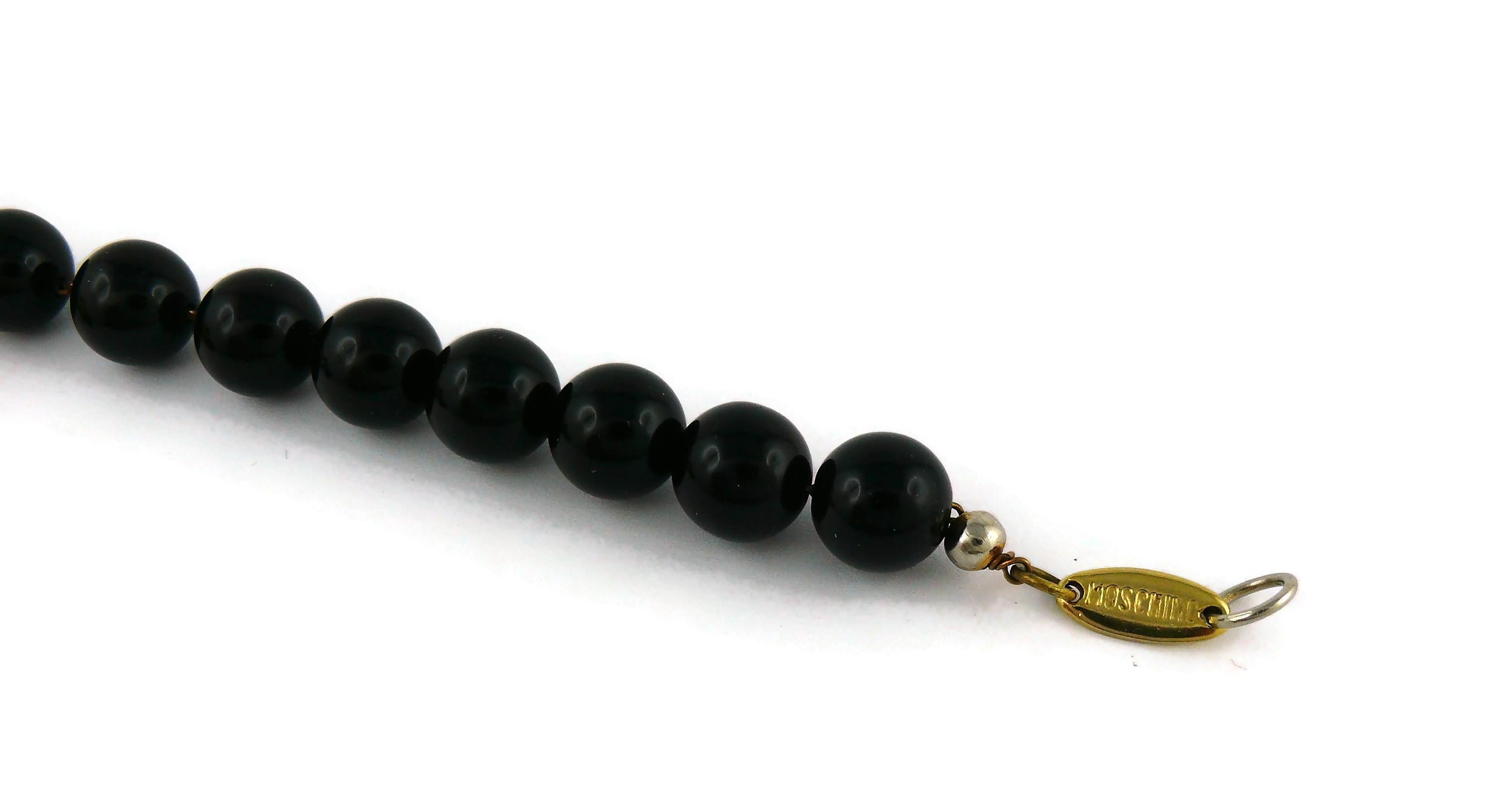 Moschino Vintage Pen Nib & Black Beads Necklace 3