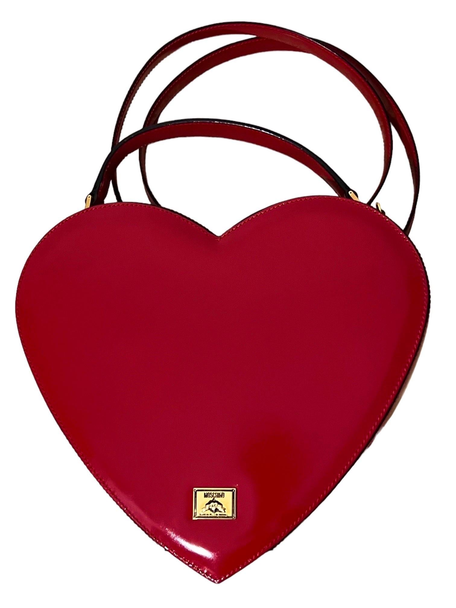 Moschino Vintage Red Leather Heart Bag The Nanny 2