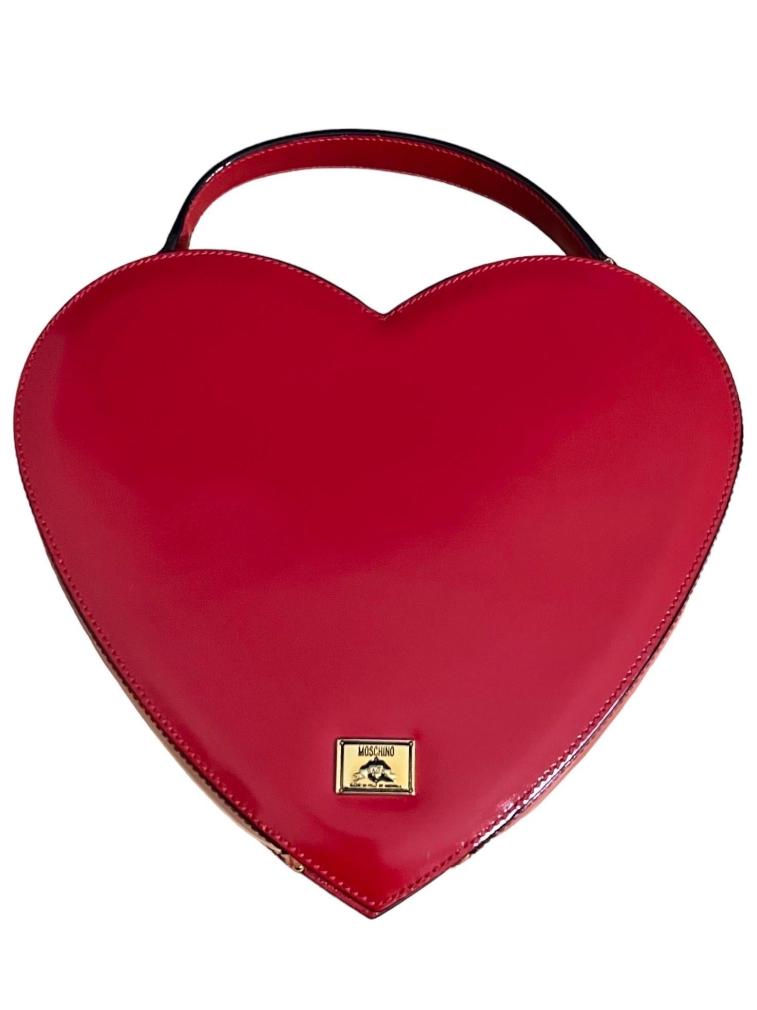 Moschino Vintage Red Leather Heart Bag The Nanny 5