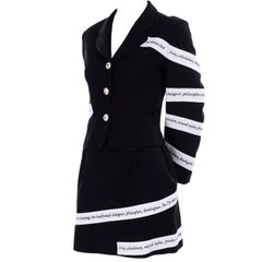 Moschino Vintage Skirt 
Blazer Suit W White Ribbon Philosopher Word Banners