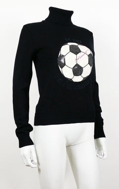 Moschino Vintage Soccer Ball Black Wool Blend Sweater US Size 8