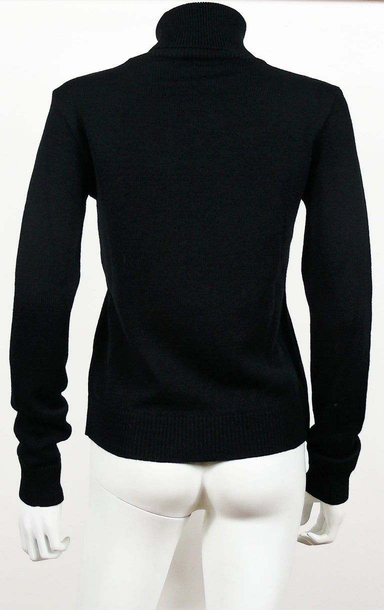 Moschino Vintage Soccer Ball Black Wool Blend Sweater US Size 8 at