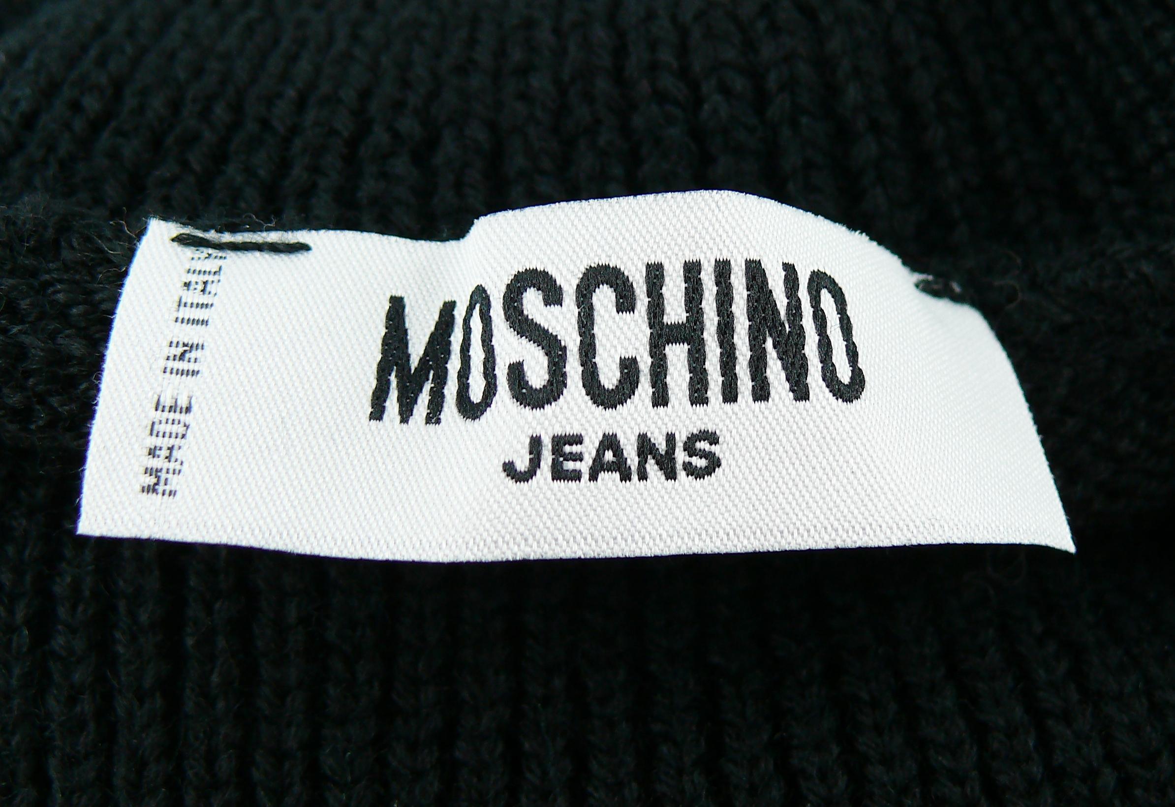 Moschino Vintage Soccer Ball Black Wool Blend Sweater US Size 8 In Excellent Condition In Nice, FR