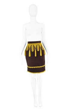 Moschino Vintage Suede Fringe Skirt