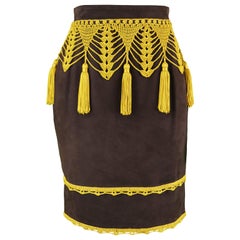 Moschino Vintage Suede Fringe Skirt