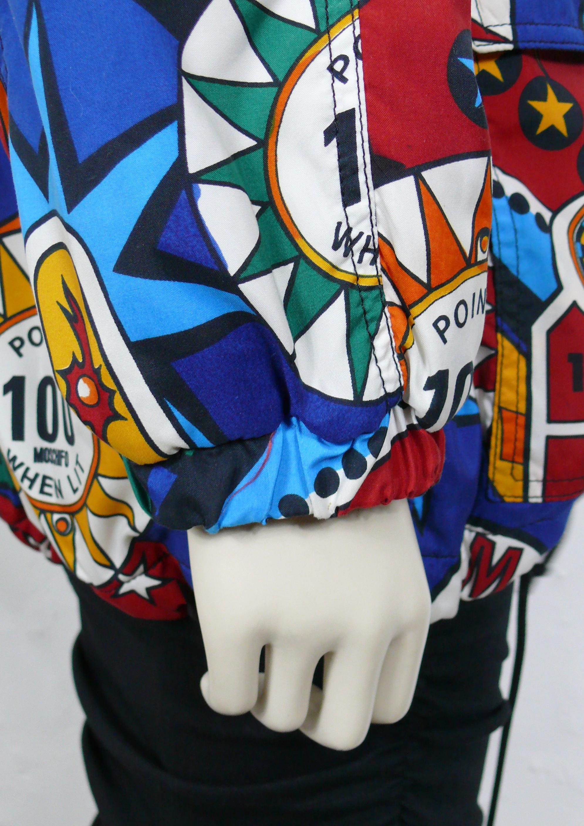 Moschino Vintage Super Hero Pinball Print Hooded Jacket USA Size 8 For Sale 7