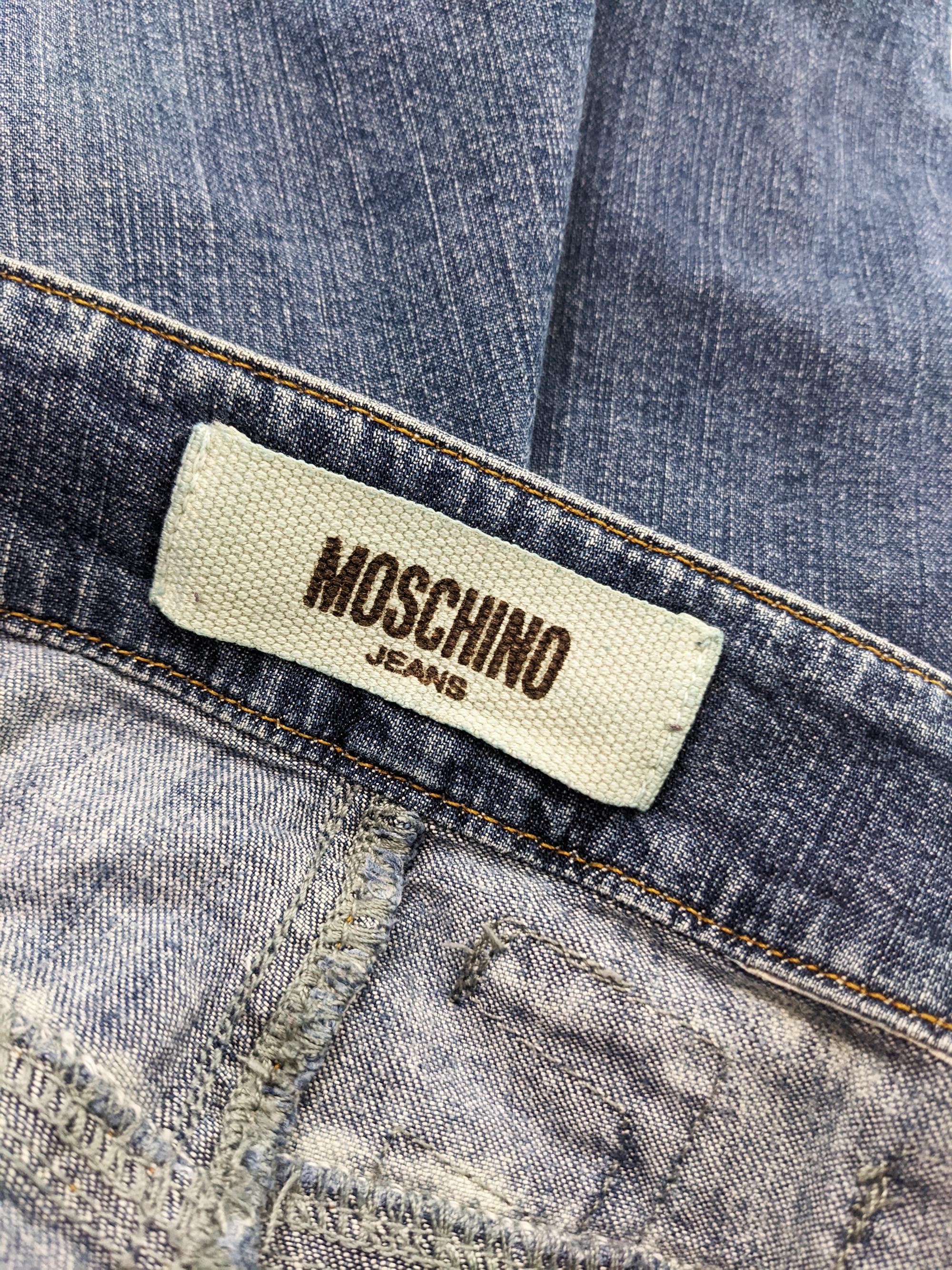 Moschino Vintage 'The Clothes Make the Woman' y2k Extra Long Jeans Pants For Sale 3