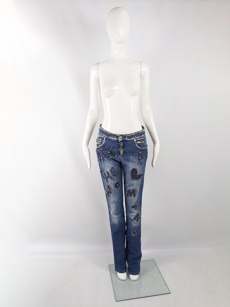 Moschino Vintage ''The Clothes Make the Woman'' y2k Extra Long Jeans  Trousers For Sale at 1stDibs | moschino vintage jeans, fur jeans pants, y2k  jeans woman