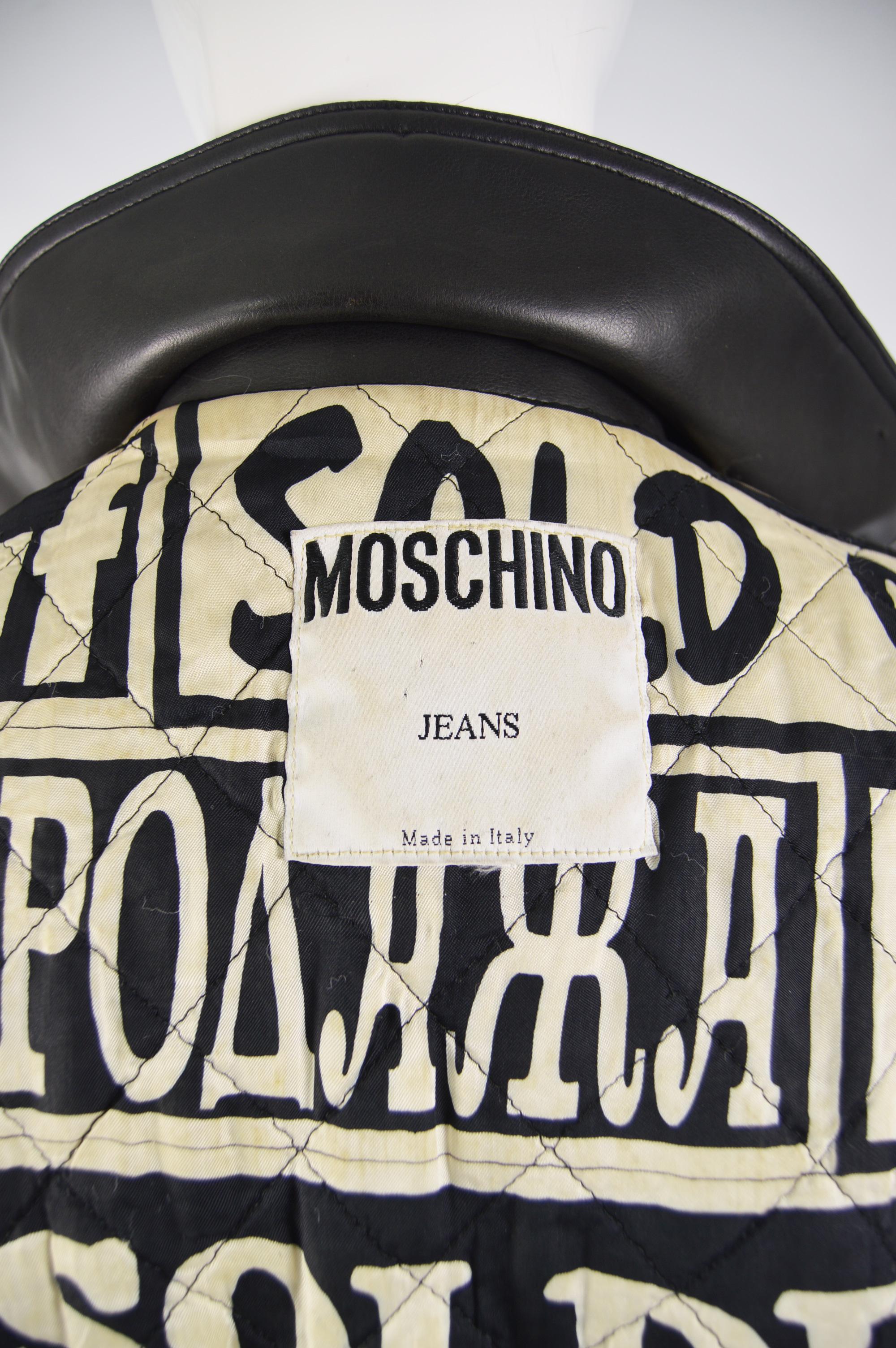 Moschino Vintage Vegan Faux Leather Biker Vest For Sale 3