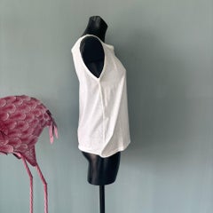 Moschino Vintage White Tank Top - Bold Graphic 'Born Under a Lucky Star' - Size