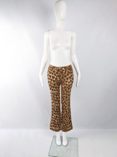 Moschino Vintage Womens Leopard Love Heart Print Jeans, 1990s