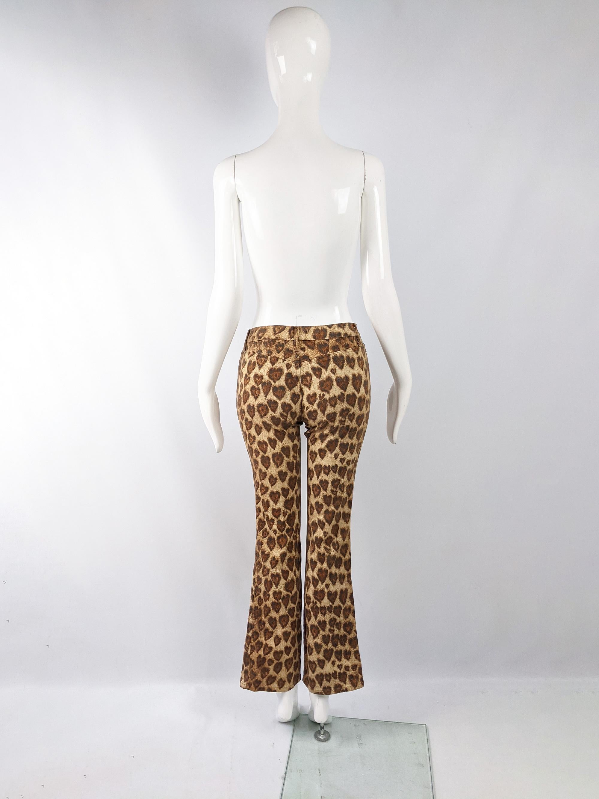 Moschino Vintage Womens Leopard Love Heart Print Jeans, Años 90 3