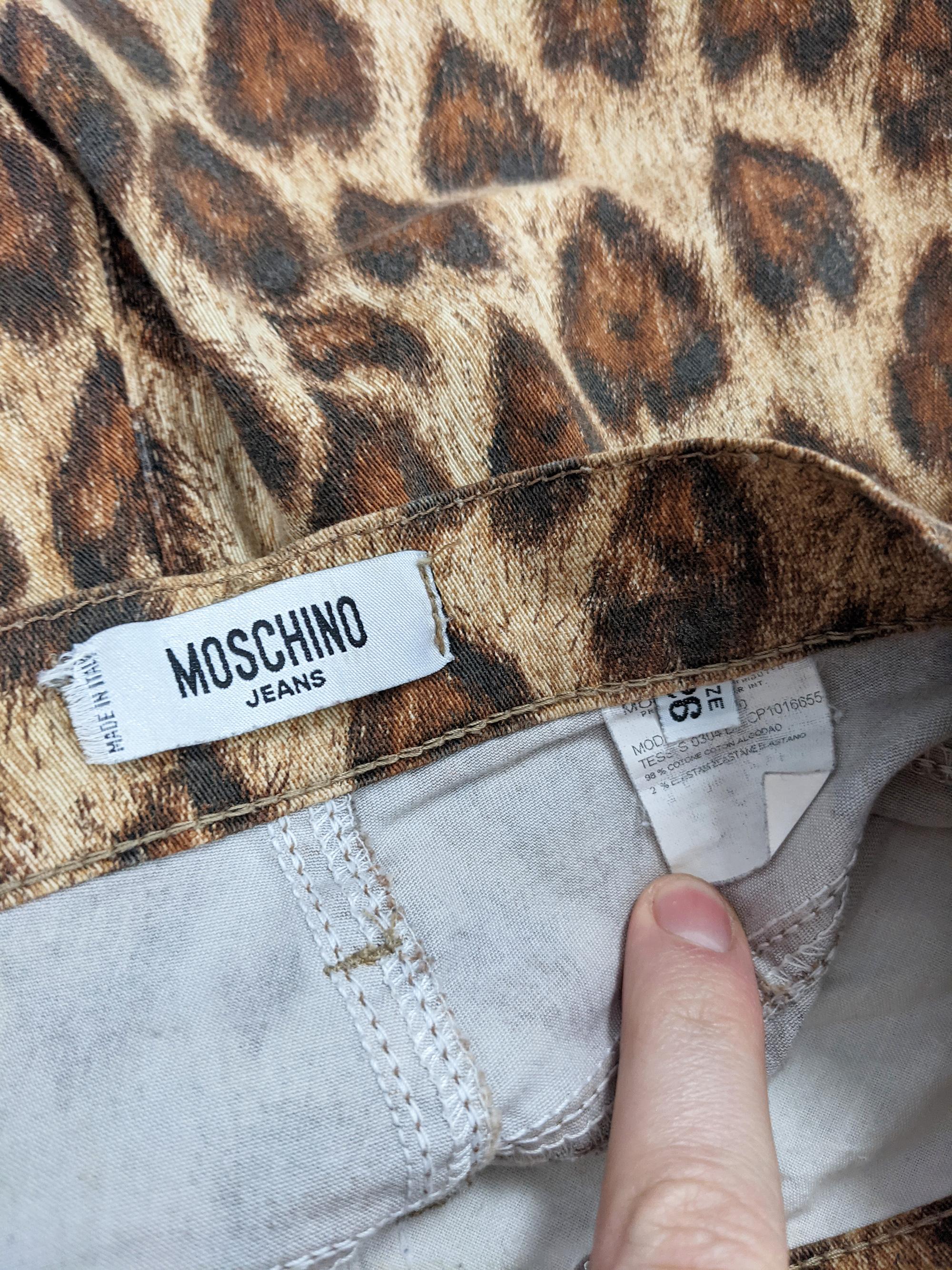 Moschino Vintage Womens Leopard Love Heart Print Jeans, 1990s 1