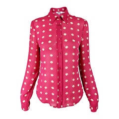 Moschino Vintage Womens Pink Baseball Print Blouse