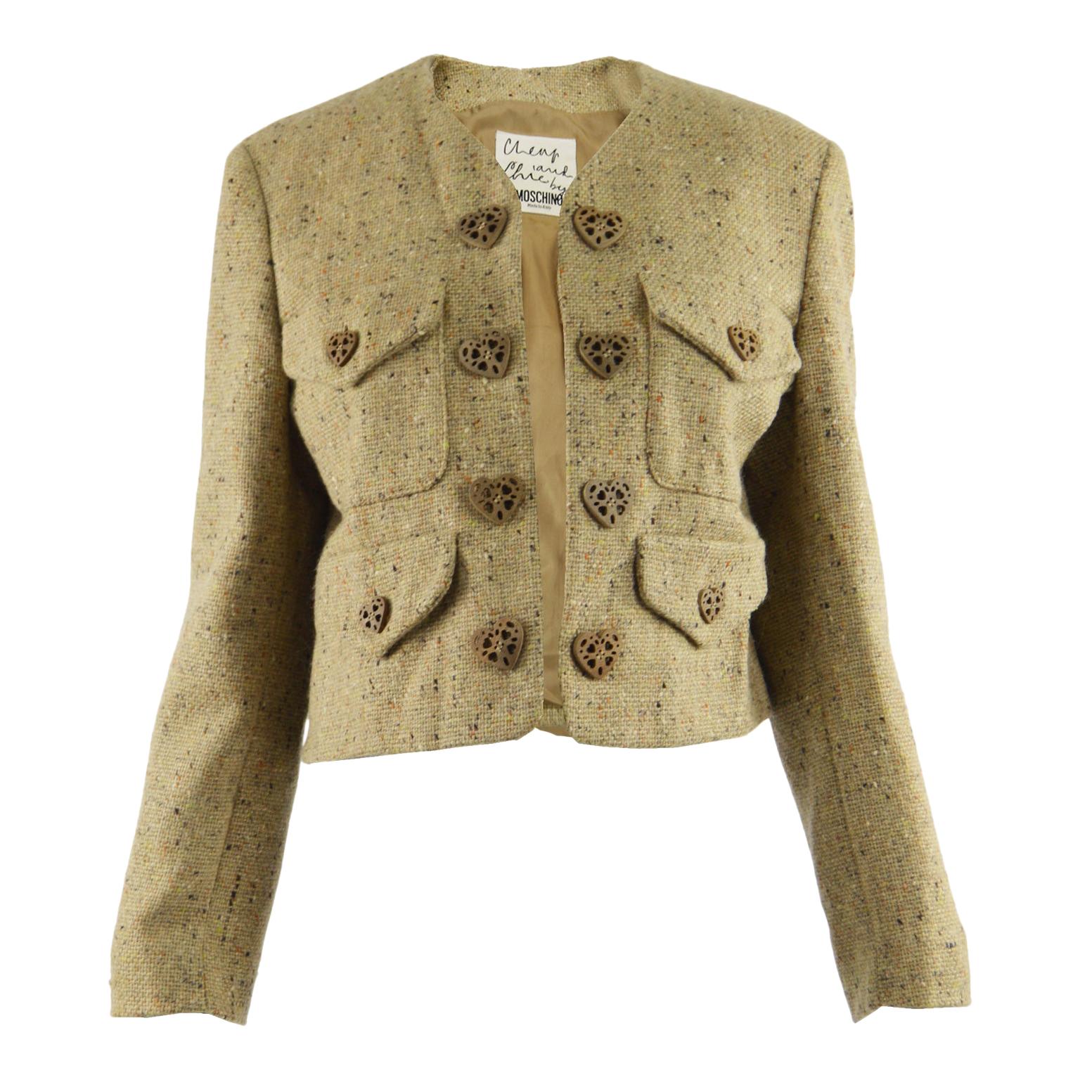 MOSCHINO woven fabric 1990s motorcycle style jacket