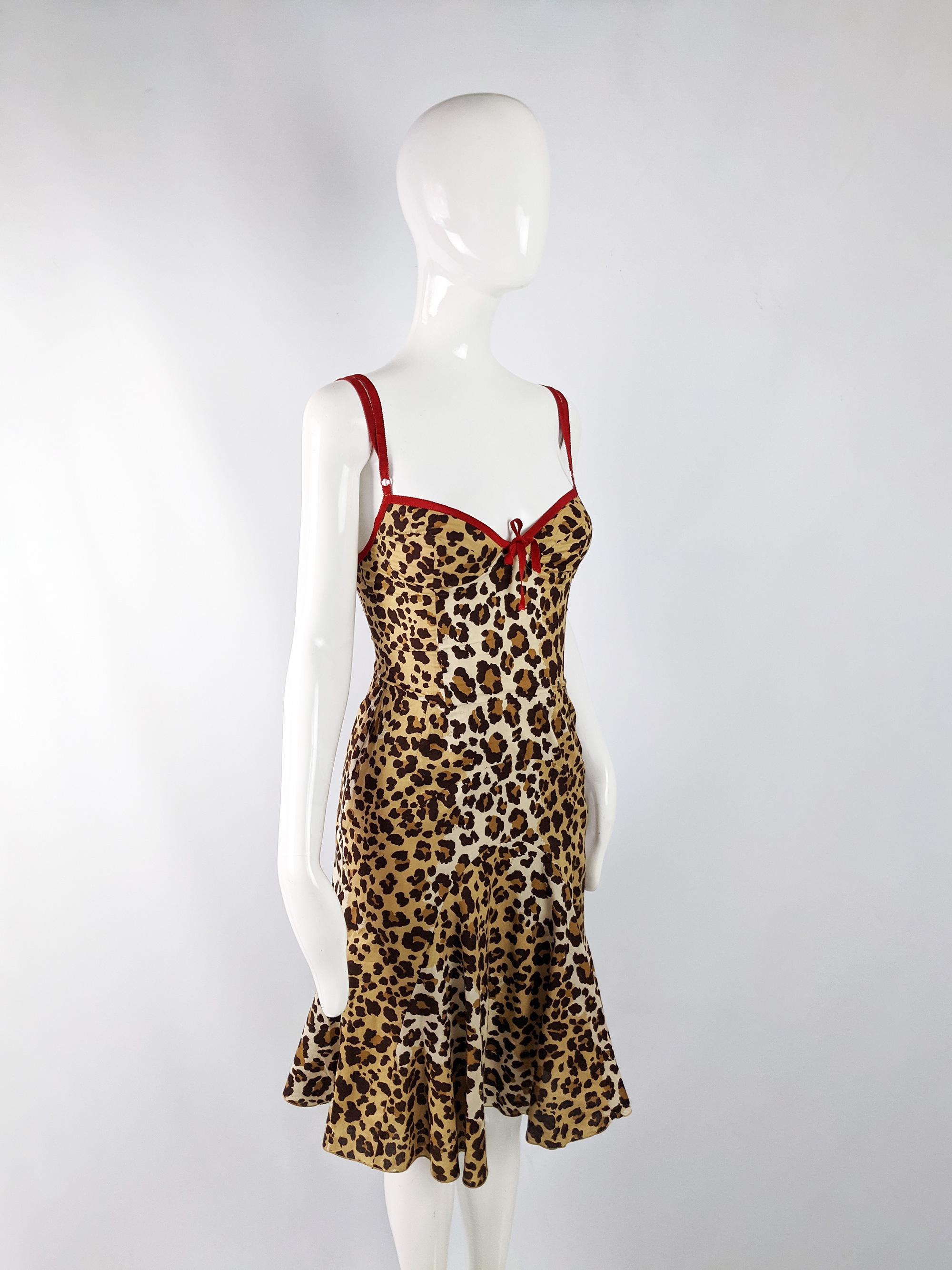 Moschino Vintage Y2K Leopard Print Fluted Cocktail Dress, 2000s For Sale 1
