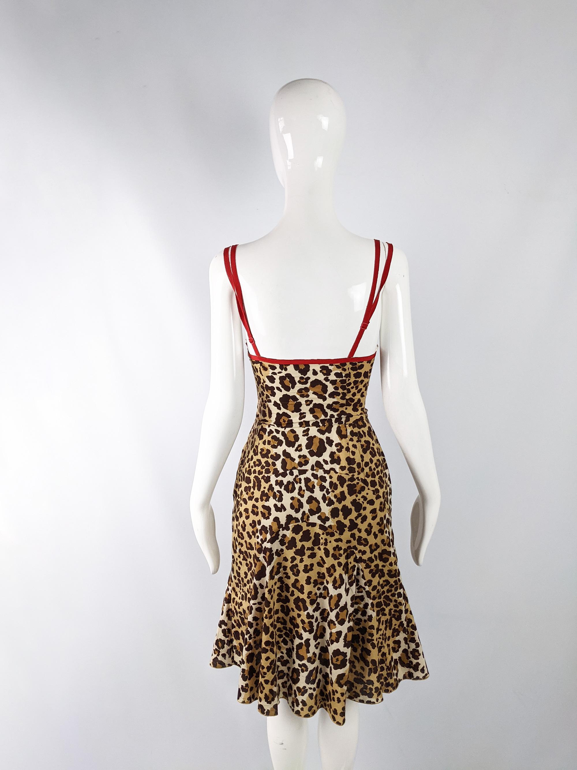 Moschino Vintage Y2K Leopard Print Fluted Cocktail Dress, 2000s For Sale 3