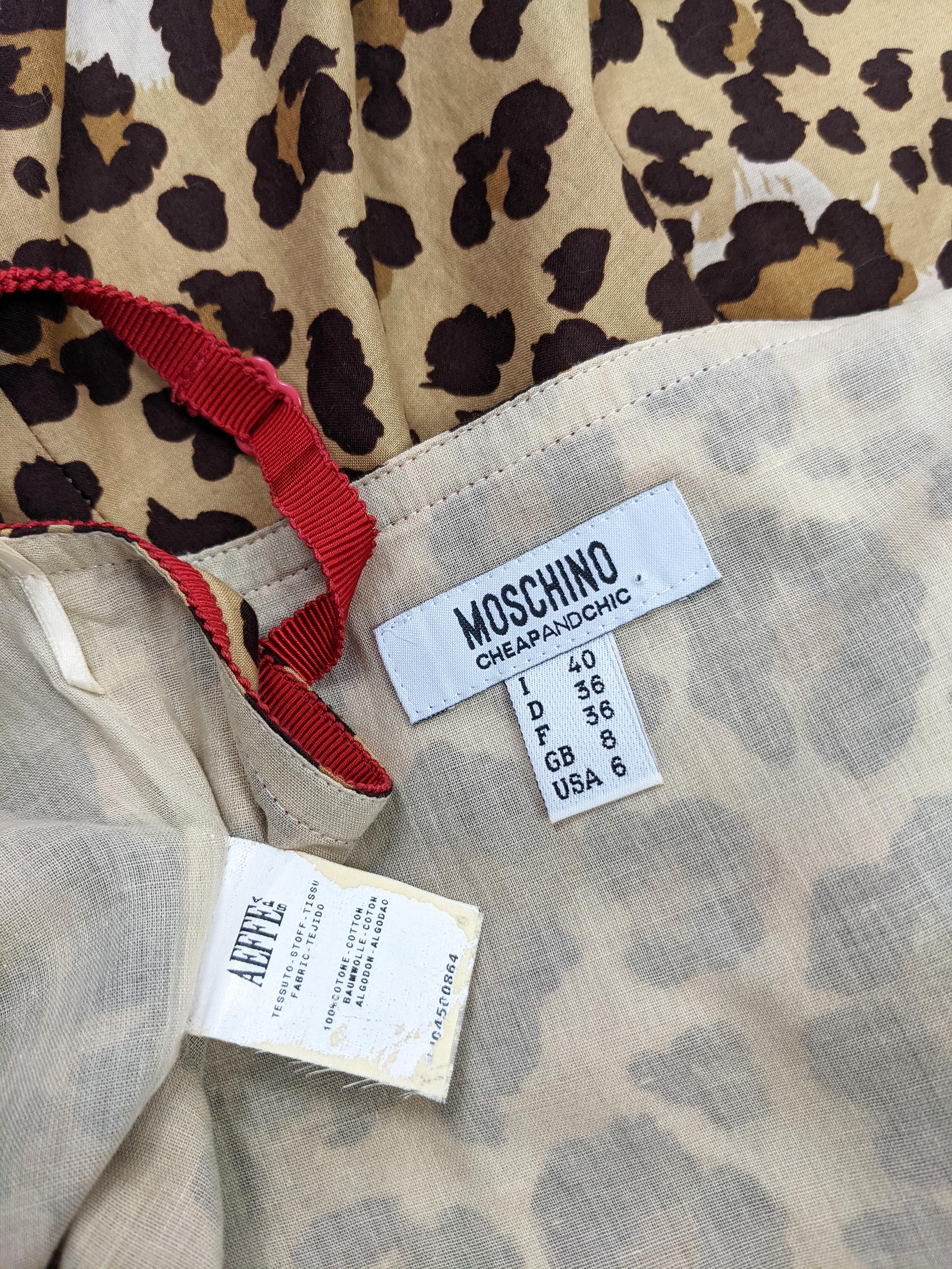 Moschino Vintage Y2K Leopard Print Fluted Cocktail Dress, 2000s For Sale 4