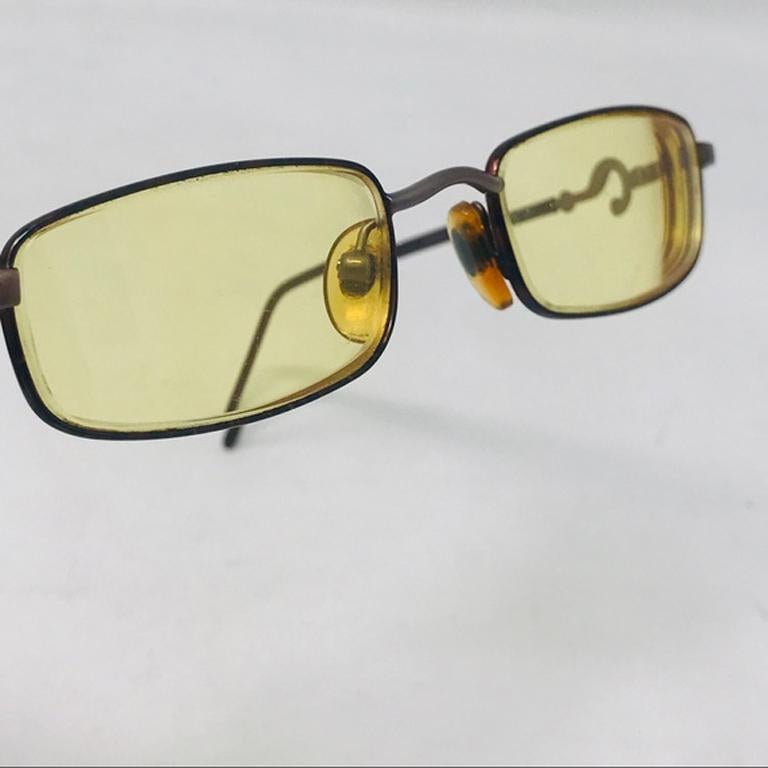 Beige Moschino Vintage Yellow Gold Prescription Glasses For Sale
