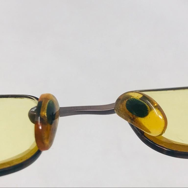 Moschino Vintage Yellow Gold Prescription Glasses In Good Condition For Sale In Los Angeles, CA