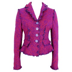 Vintage Moschino Violet Wool Boucle Evening Jacket 1990s