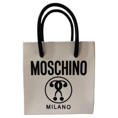 Moschino White and Black leather small shoulderbag handlebag