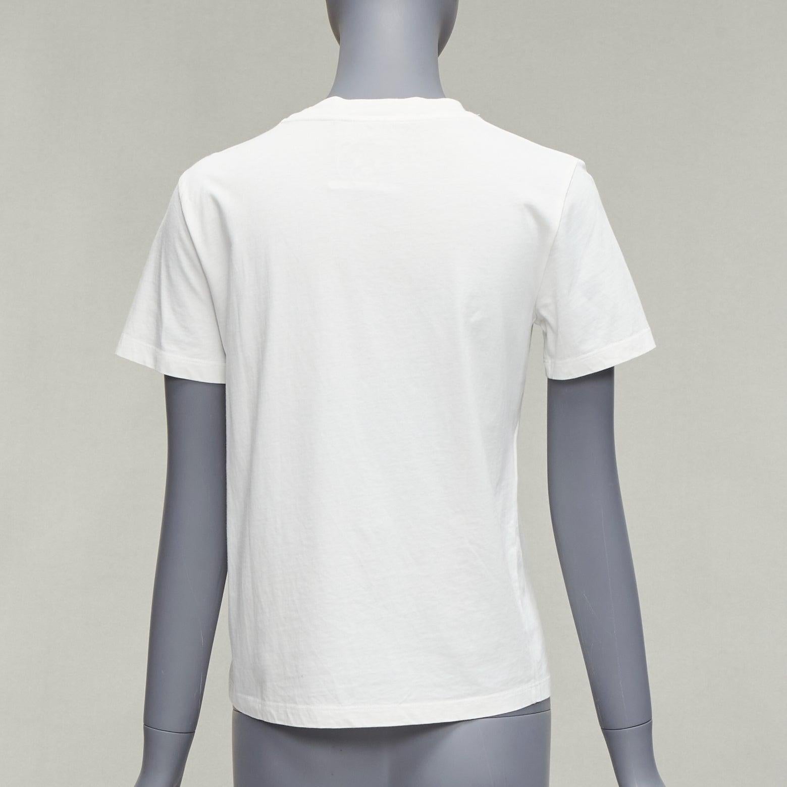 MOSCHINO weiß schwarz braun Perlenstickerei Bär Kurzarm-T-Shirt IT38 XS im Angebot 1