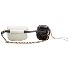 Moschino White/Black Leather Waist Belt Bag