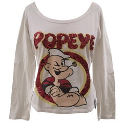 Moschino white cotton red sequins Popeye t-shirt