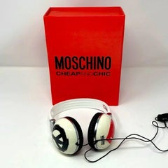 Moschino White Heart Peace Sign Headphones