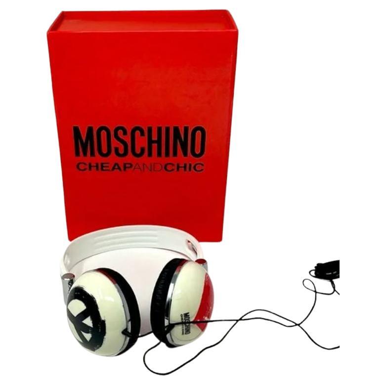 Moschino White Heart Peace Sign Headphones For Sale