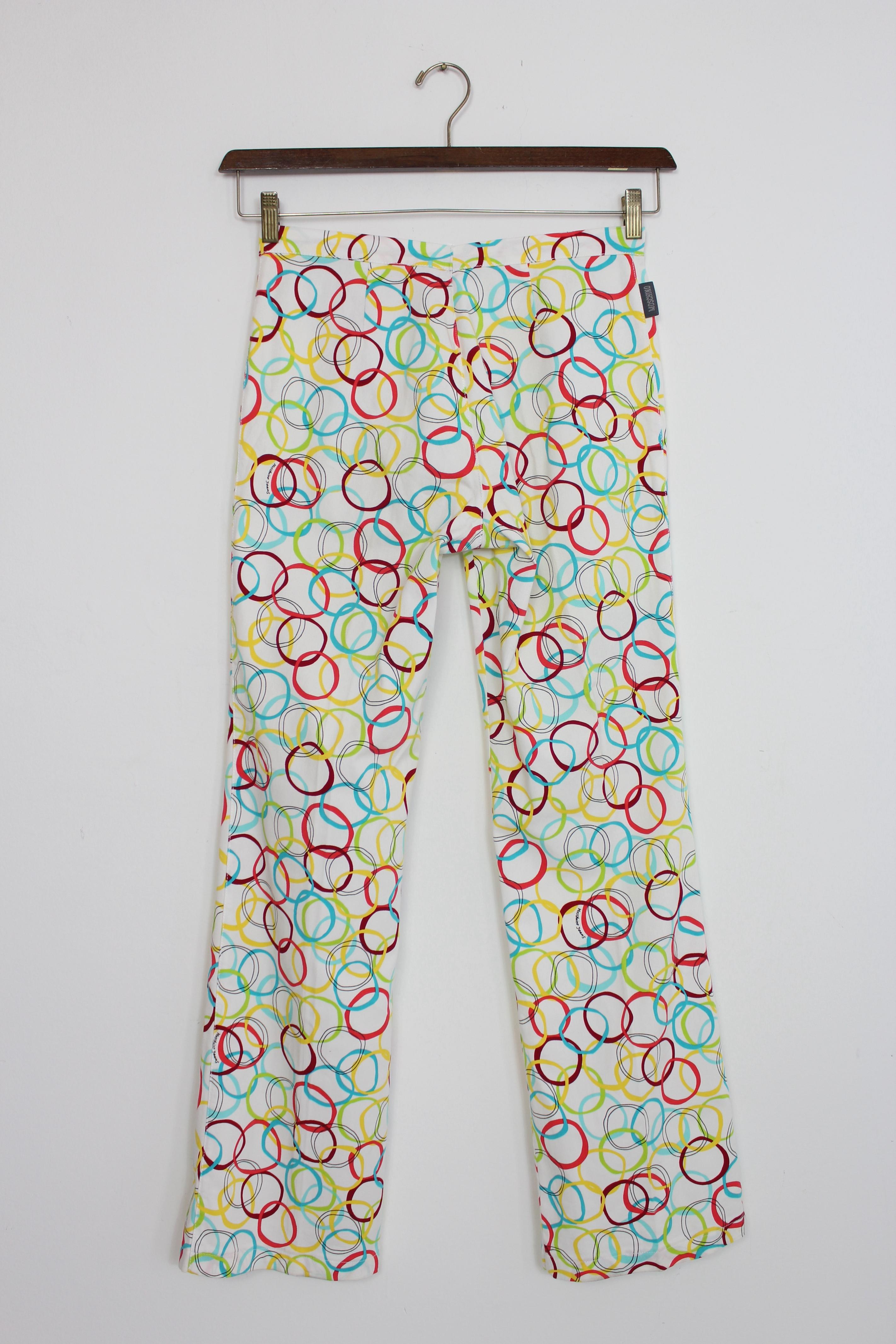 Women's Moschino White Multicolor Cotton Psychedelic Suit Pants