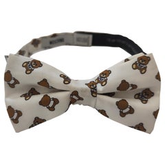 Moschino White multicoloured silk bow tie
