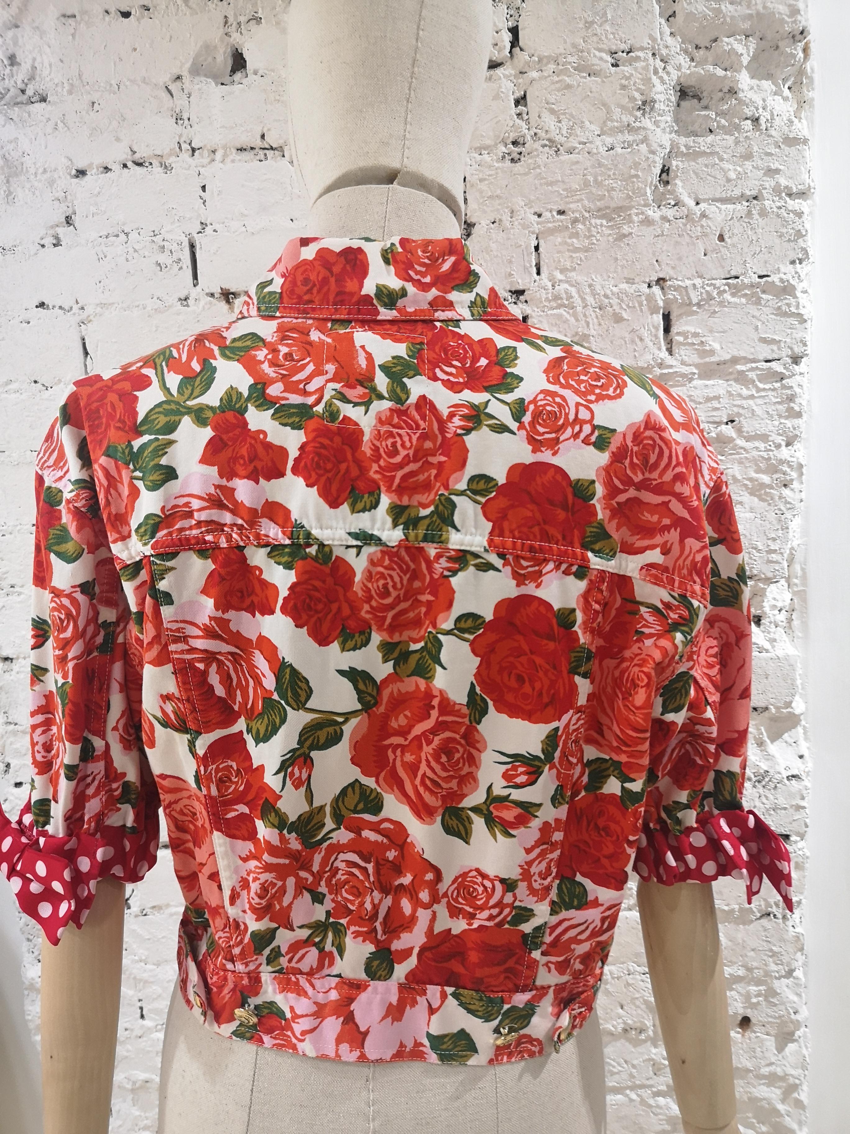 Moschino white red roses cotton jacket 5