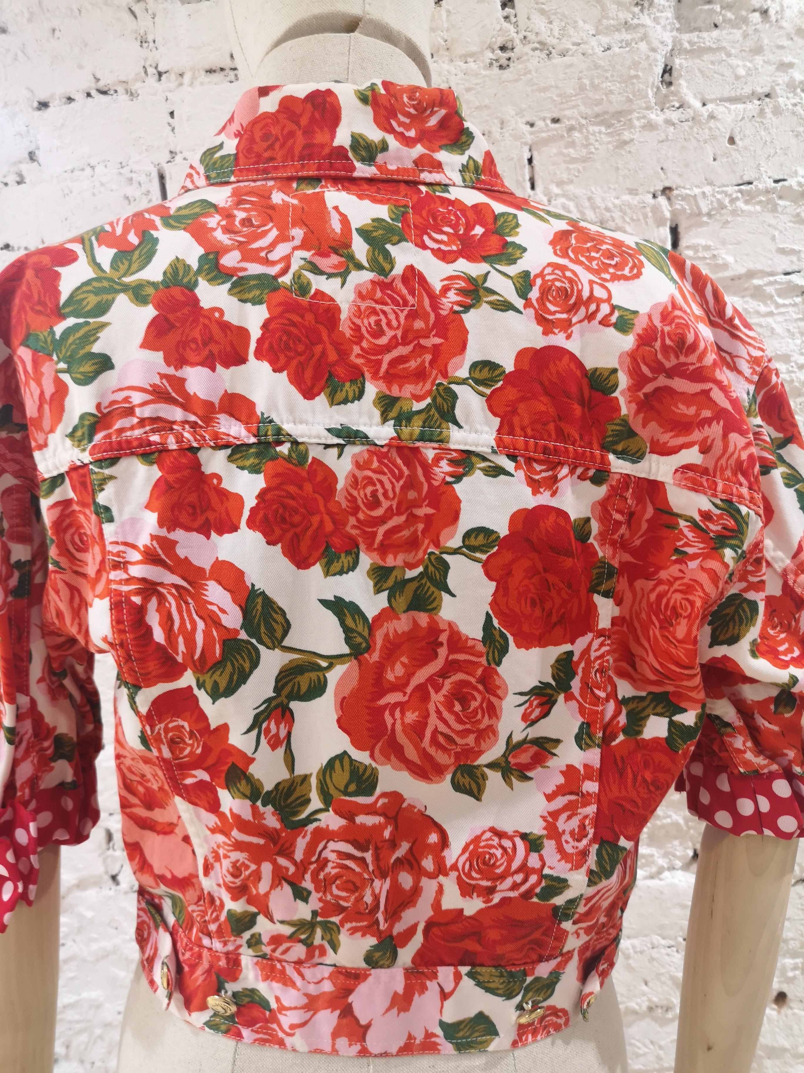 Moschino white red roses cotton jacket 2