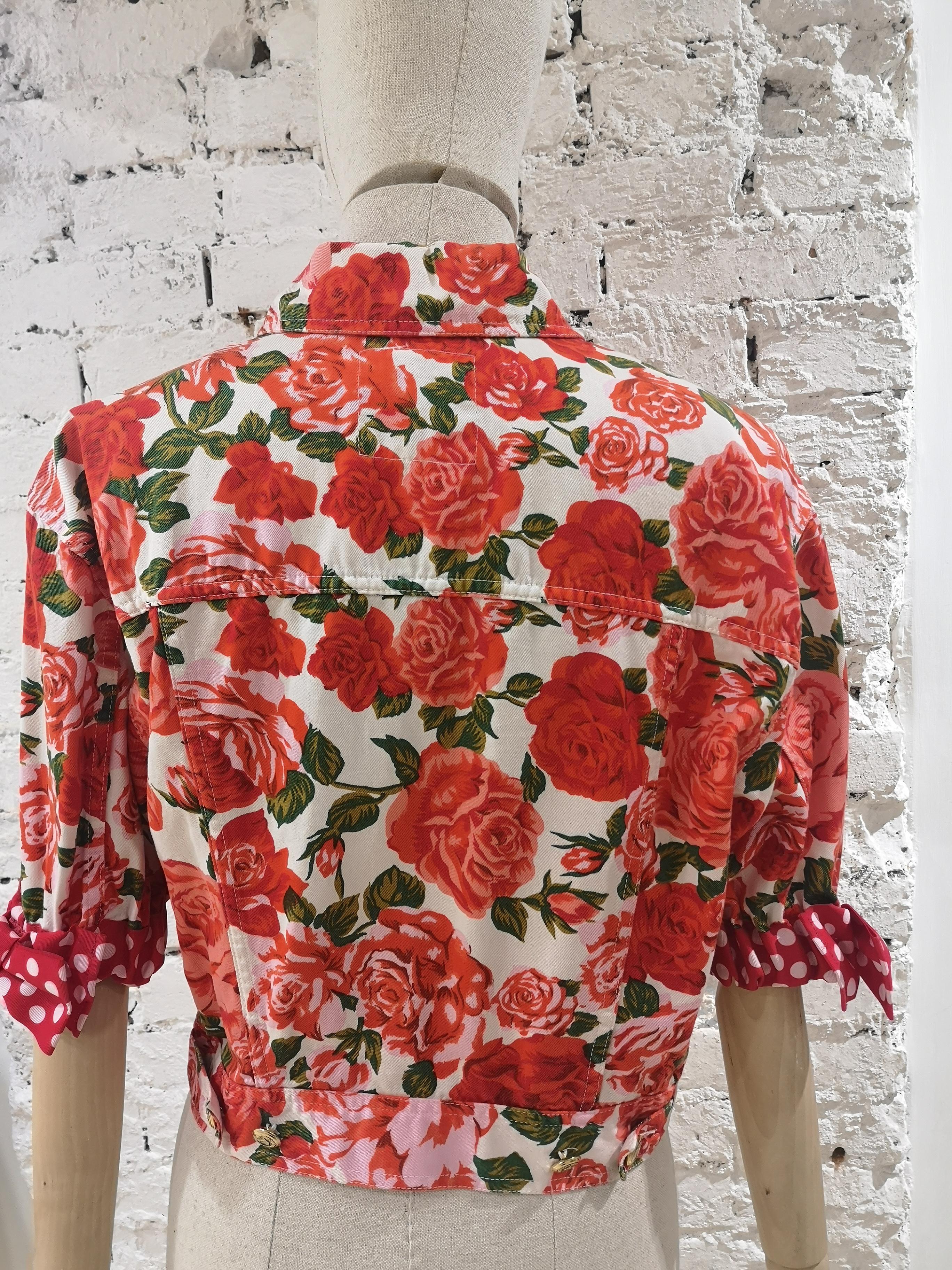 Moschino white red roses cotton jacket 3