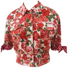 Vintage Moschino white red roses cotton jacket