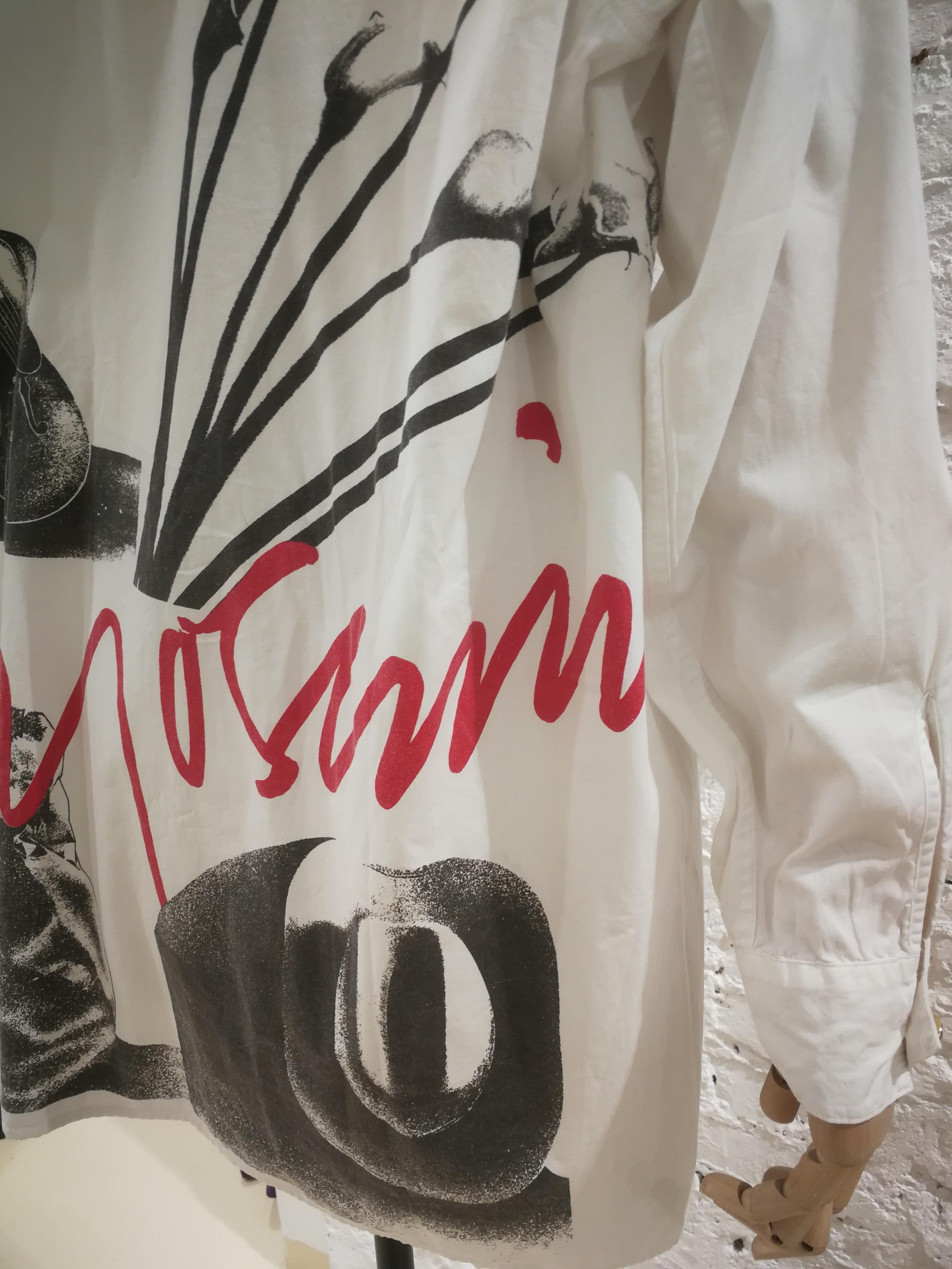 Women's or Men's Moschino White Sculputre Print Cotton Shirt