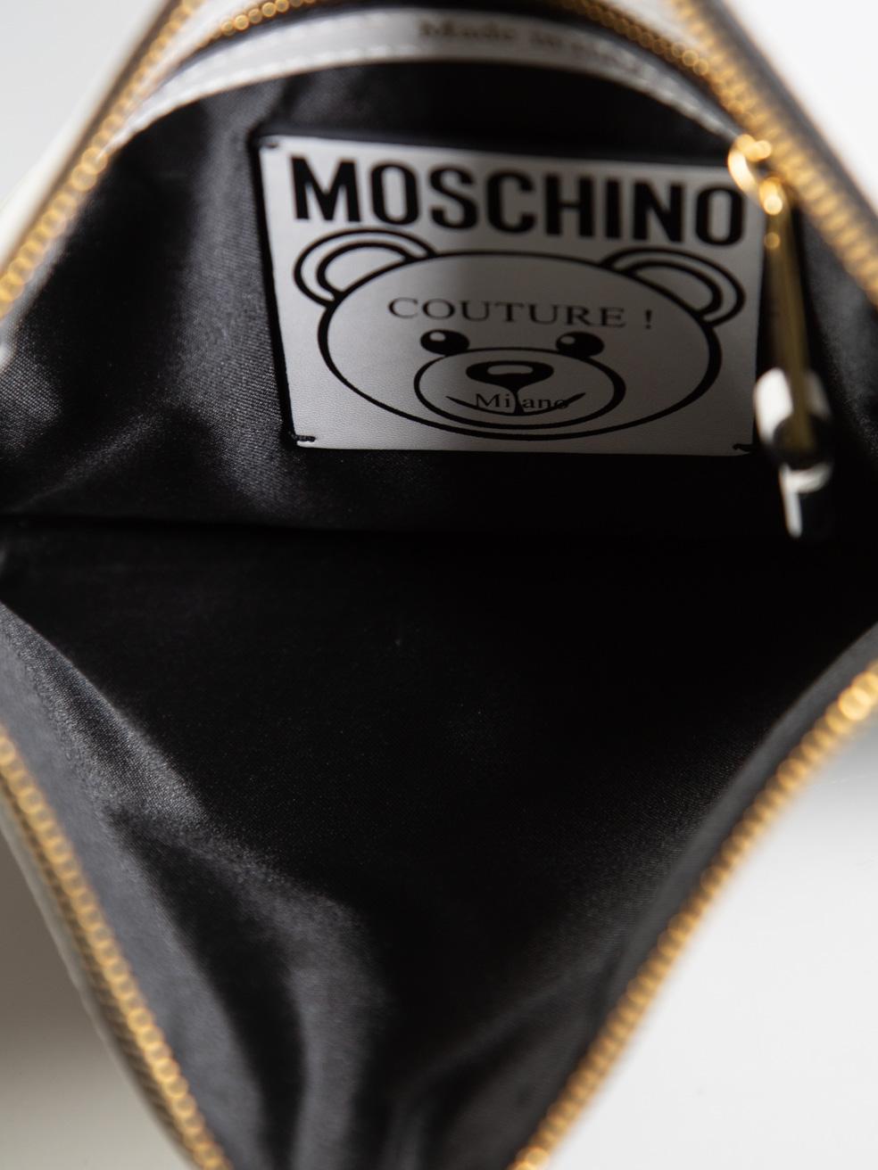 Moschino White Teddy Printed Medium Clutch 2