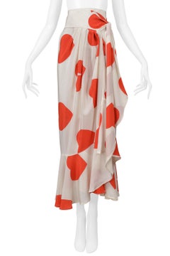 Moschino White With Red Hearts Ruffle Skirt 1994