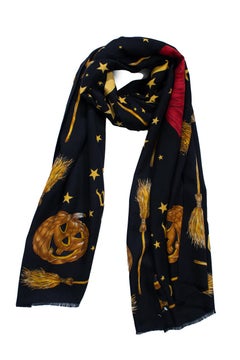 Moschino, schwarzer Schal mit Hexenmuster