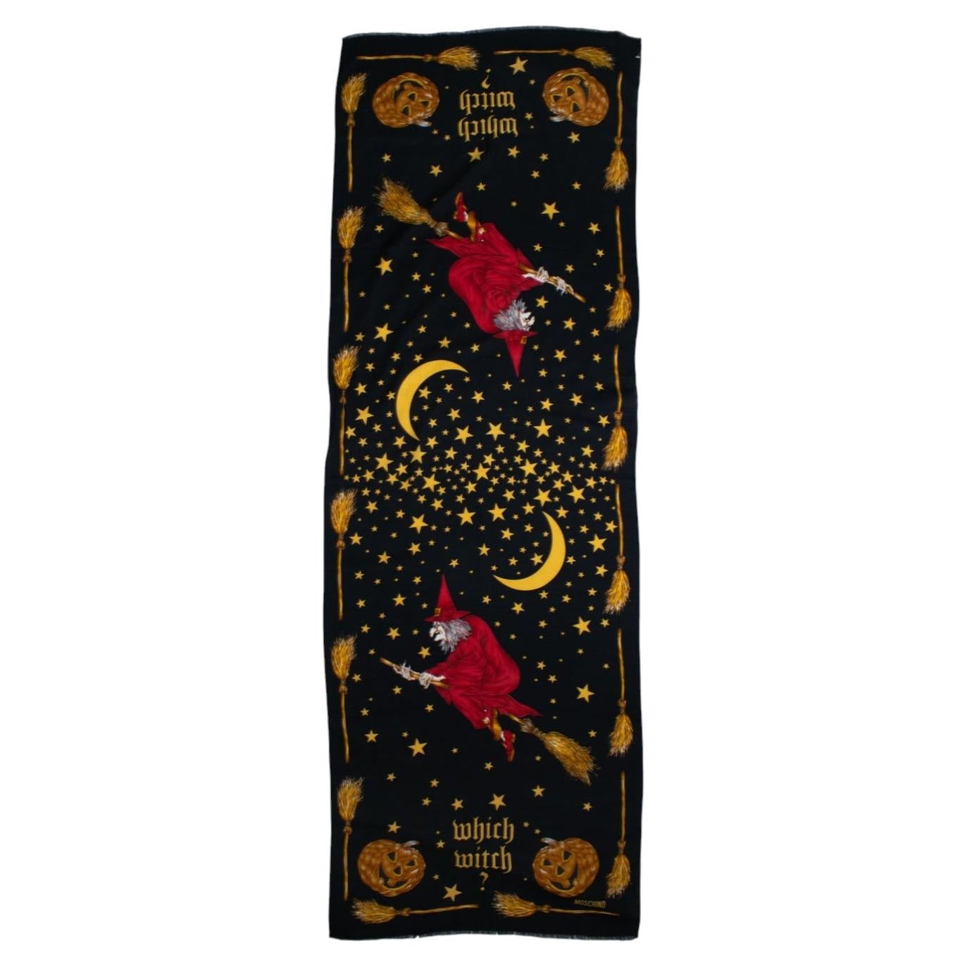 Moschino, witch printed scarf in black For Sale