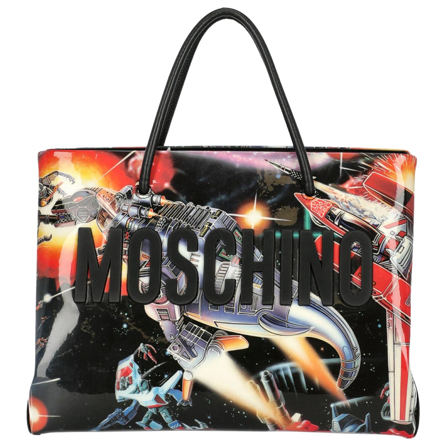 Moschino Cream Nylon/Leather Tote Bag With Strap at 1stdibs